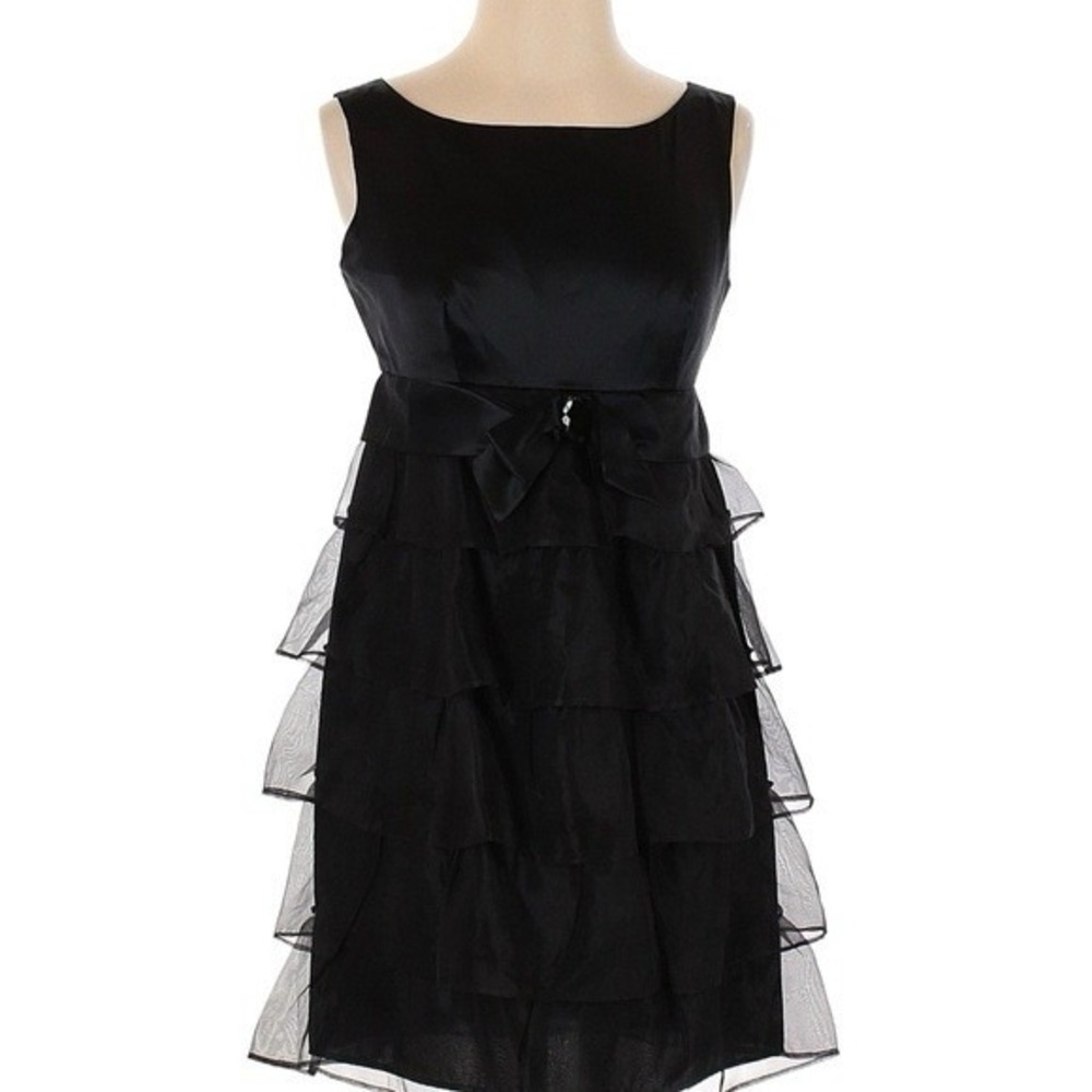 NWT Corey Lynn Calter Black Silk Mini Ruffled Coctail Dress Sz 10 w Bow